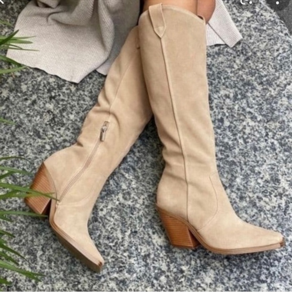 Vince Camuto Afelia Knee High Boot in Tortilla Suede - Size 8.5 Wide